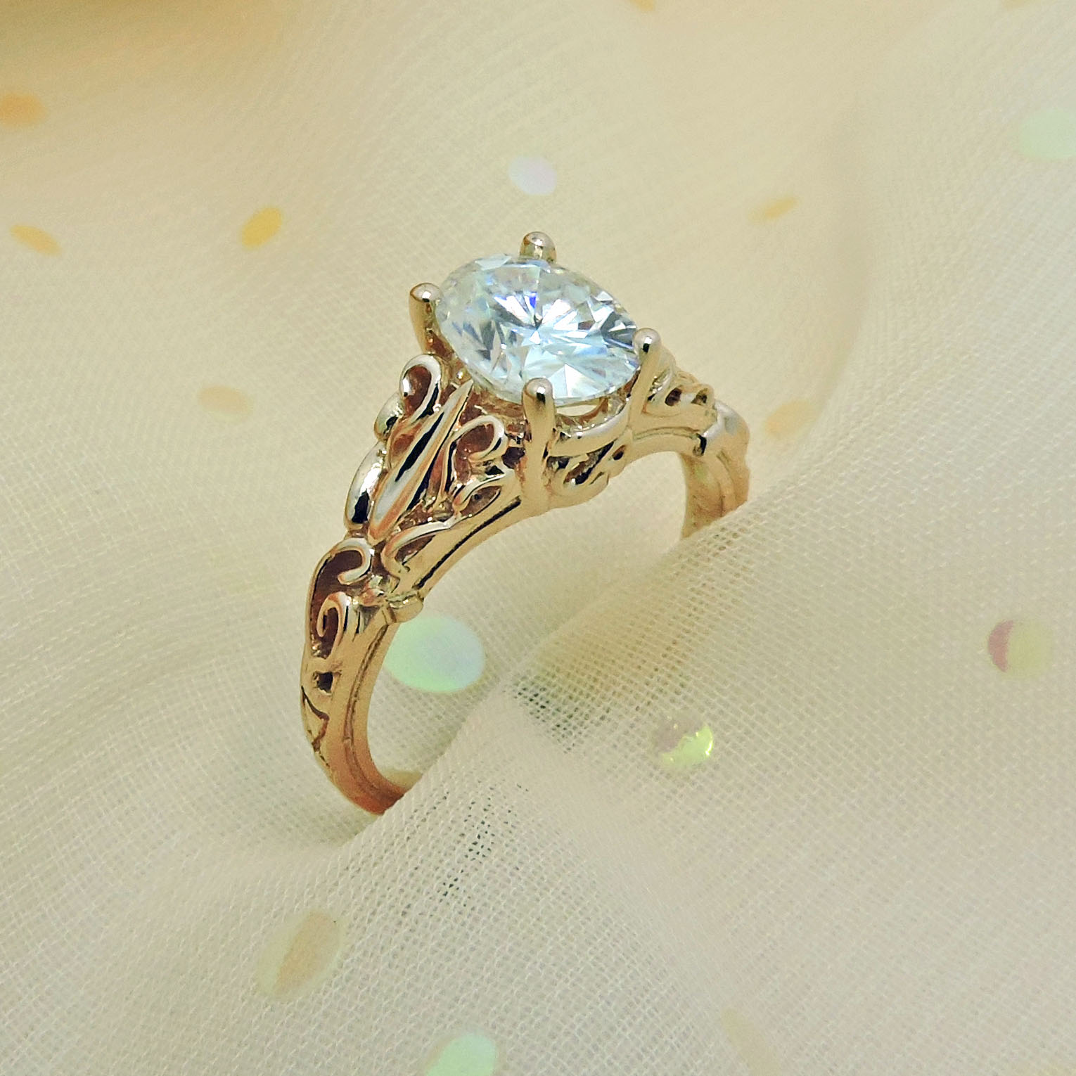 Moissanite Ring with Rose Gold