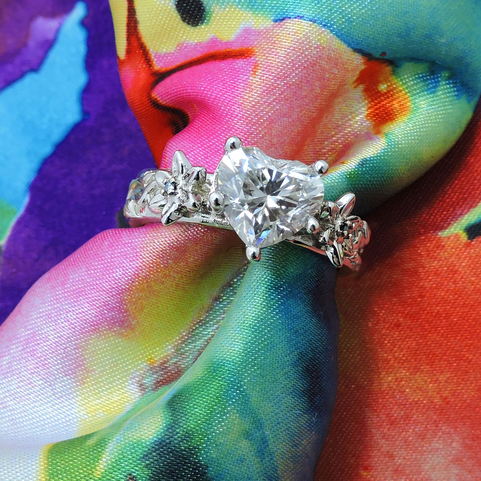 African Lily Love Moissanite Ring