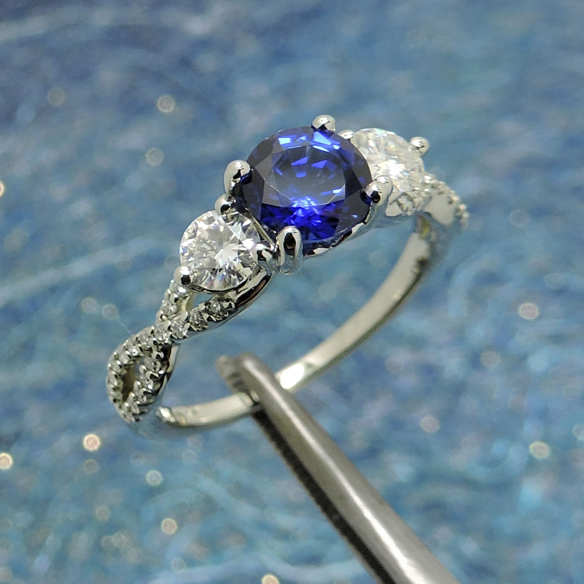 Sapphire and Moissanite Ring
