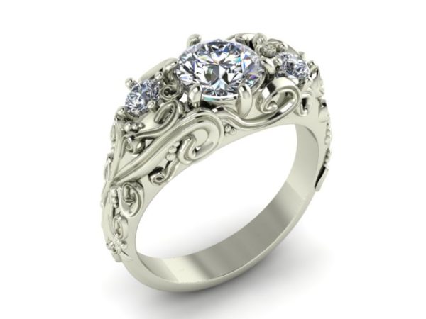 Curlz Engagement Ring White Gold Full Mount