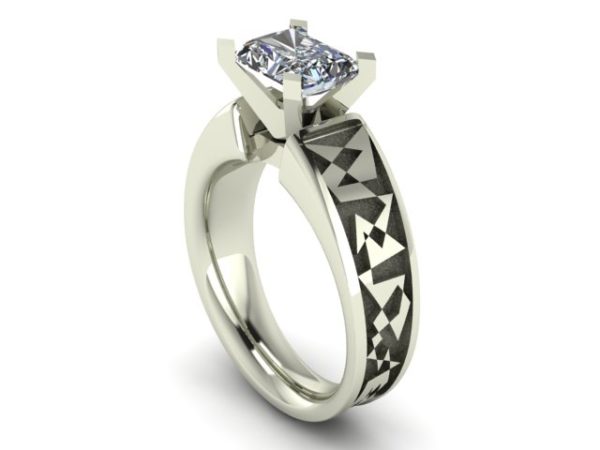 Fractals Engagement Ring Platinum or White Gold-Full Mount