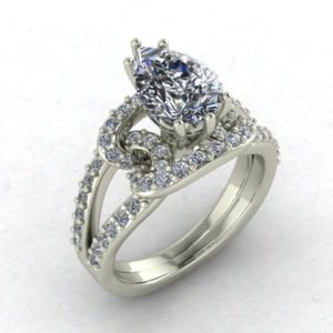Knot Engagement Ring Platinum or White Gold-Full Mount