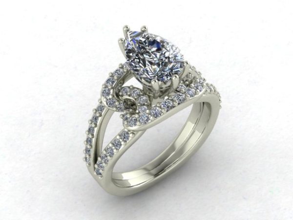 Knot Engagement Ring Platinum or White Gold-Full Mount