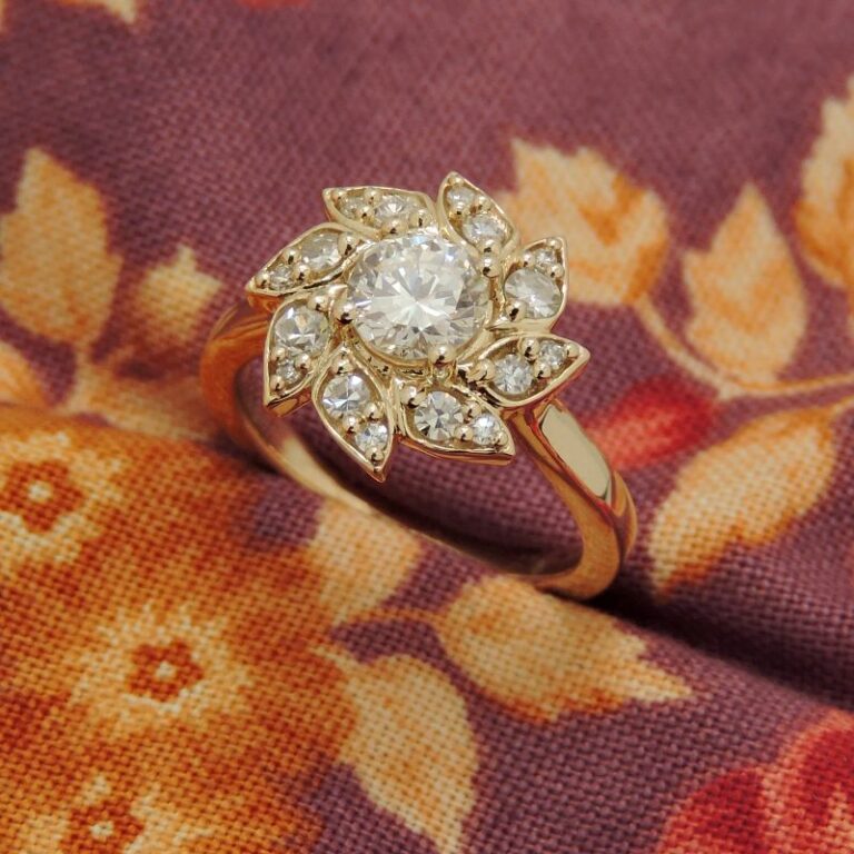 Engagement Blog 1-Heirloom Diamond Halo Ring 14K Yellow Gold
