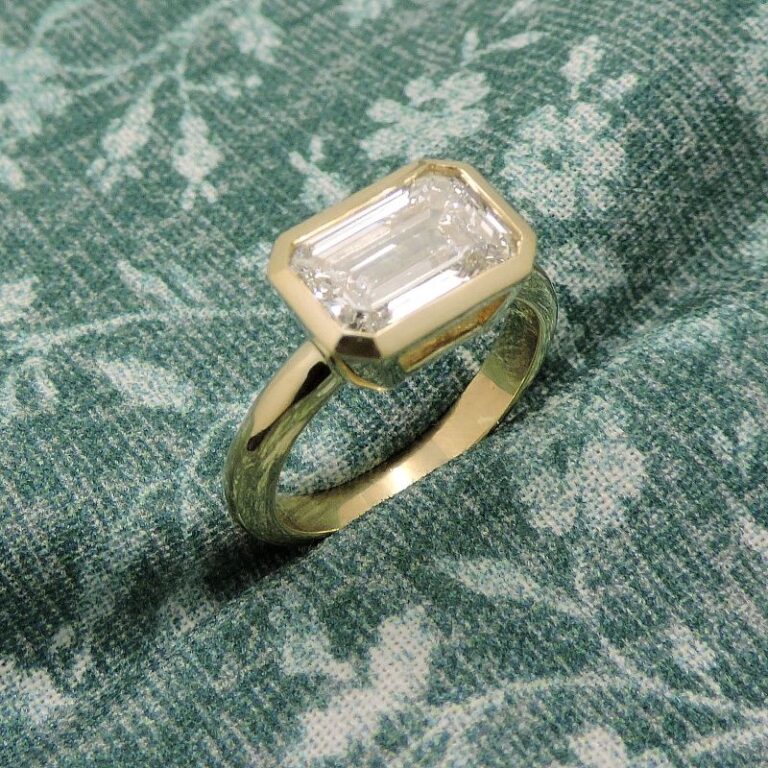Engagement Blog 4-Emerald Cut in Bezel 14K Yellow Gold