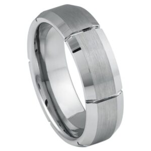Tungsten Ring Multiple Vertical Grooves – 7mm Ring for Men and Women
