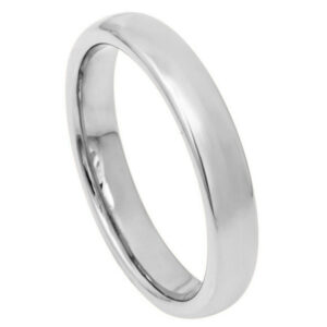 Tungsten Ring Polished Shiny Domed Ring – 4mm Ring for Men and Women