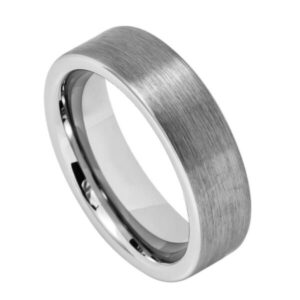 Tungsten Ring Brushed Pipe Cut Ring – 6mm Ring for Men and Women