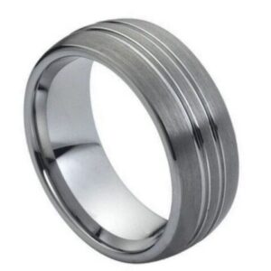 Tungsten Ring High Polished Double Groove Design – 8mm Ring for Men and Women