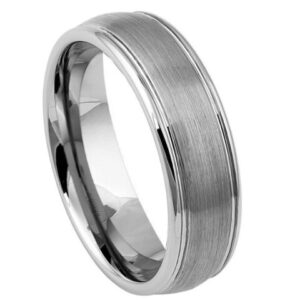 Tungsten Ring Domed Brushed Center High Polished Ridge Edge – 6mm Ring for Men and Women