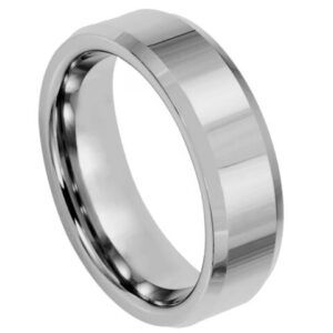 Tungsten Ring High Polished Beveled Edge – 6mm  Ring for Men and Women