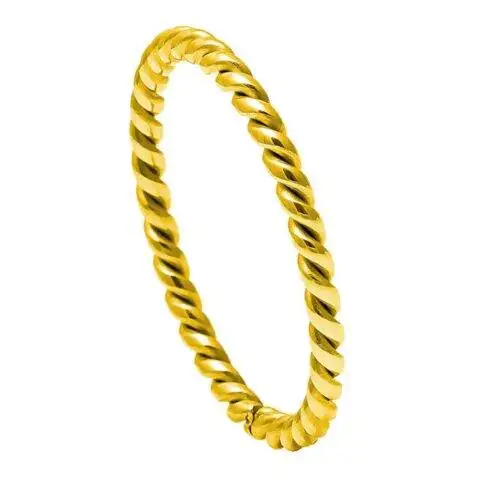 Yellow Gold IP Plated Twisted Titanium Ring – 2mm Ring for Men and Women