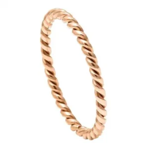 Rose Gold IP Plated Twisted Titanium Ring – 2mm Ring for Men and Women