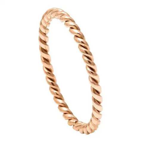 Rose Gold IP Plated Twisted Titanium Ring – 2mm Ring for Men and Women