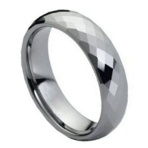Tungsten Ring Faceted Domed Shaped Ring – 6mm Ring for Men and Women