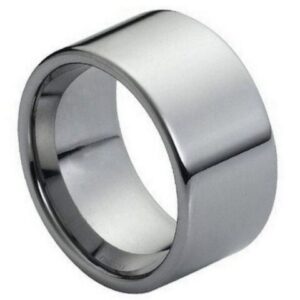 Tungsten Ring High Polished Flat Pipe Cut Style – 12mm Ring for Men and Women