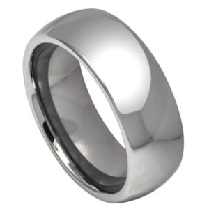 Tungsten Ring Polished Shiny Domed Ring – 8mm Ring for Men and Women