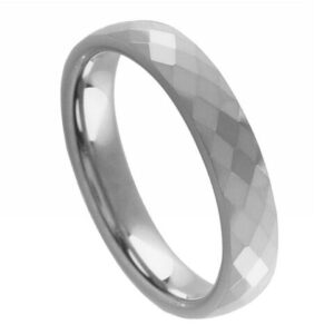 Tungsten Ring Faceted Domed Shaped Ring – 4mm Ring for Men and Women