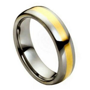 Tungsten Ring High Polished Yellow Gold IP Plated Center – 6mm Ring for Men and Women