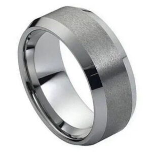 Tungsten Ring Brushed Center High Polished Beveled Edge – 10mm Ring for Men and Women
