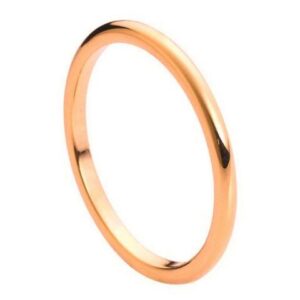Tungsten Ring High Polished Rose Gold Tone IP Plated Thin Band – 2mm Ring for Men and Women