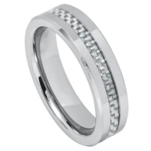 Tungsten Ring Grey Carbon Fiber Inlay – 6mm Ring for Men and Women