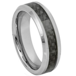Tungsten Ring Black Carbon Fiber Inlay – 6mm Ring for Men and Women