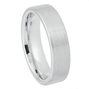 White Tungsten Ring Brushed Pipe Cut Ring – 6mm Ring for Men and Women
