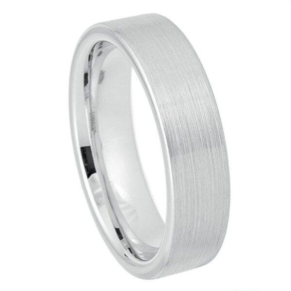 White Tungsten Ring Brushed Pipe Cut Ring – 6mm Ring for Men and Women
