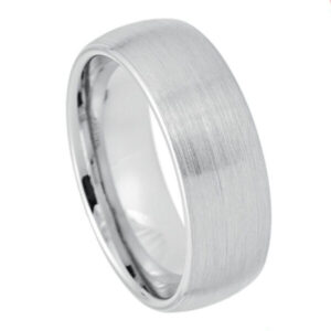 WhiteTungsten Ring Polished Shiny Domed Classic Style – 8mm Ring for Men and Women