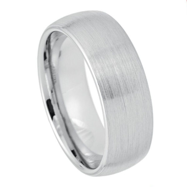 WhiteTungsten Ring Polished Shiny Domed Classic Style – 8mm Ring for Men and Women