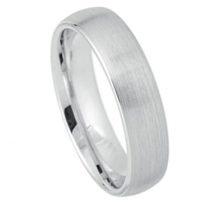 WhiteTungsten Ring Polished Shiny Domed Classic Style – 6mm Ring for Men and Women