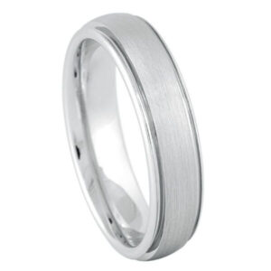 White Tungsten Ring Brushed Center High Polished Beveled Edge – 6mm Ring for Men and Women