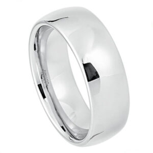 White Tungsten Ring High Polished Classic Domed Band – 8mm Ring for Men and Women