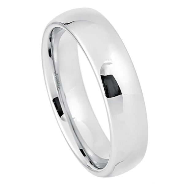 White Tungsten Ring High Polished Classic Domed Band – 6mm Ring for Men and Women