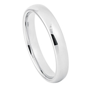 White Tungsten Ring High Polished Classic Domed Band – 4mm Ring for Men and Women
