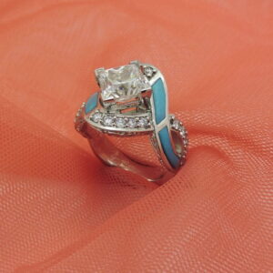 Platinum & Turqoise Inlay Wedding Ring