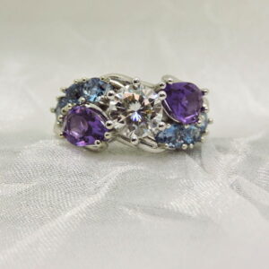 Vines Aquamarine Amethyst Ring