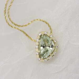 Green Beryl & Diamond Pendant