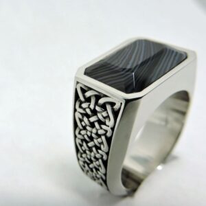 Custom Plainum tSardonyx Mens Ring
