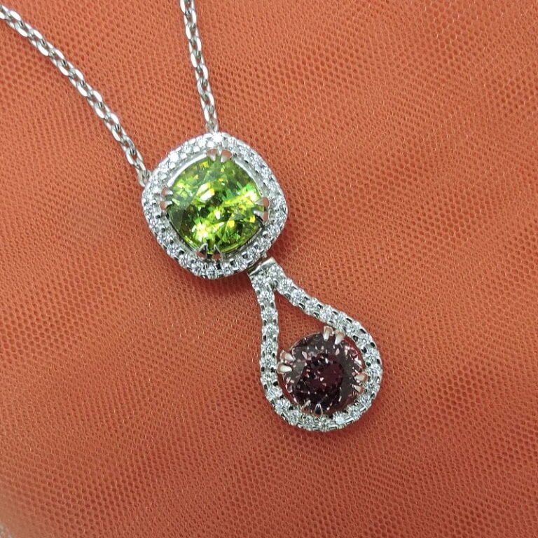 SpheneGarnetDiamond Necklace