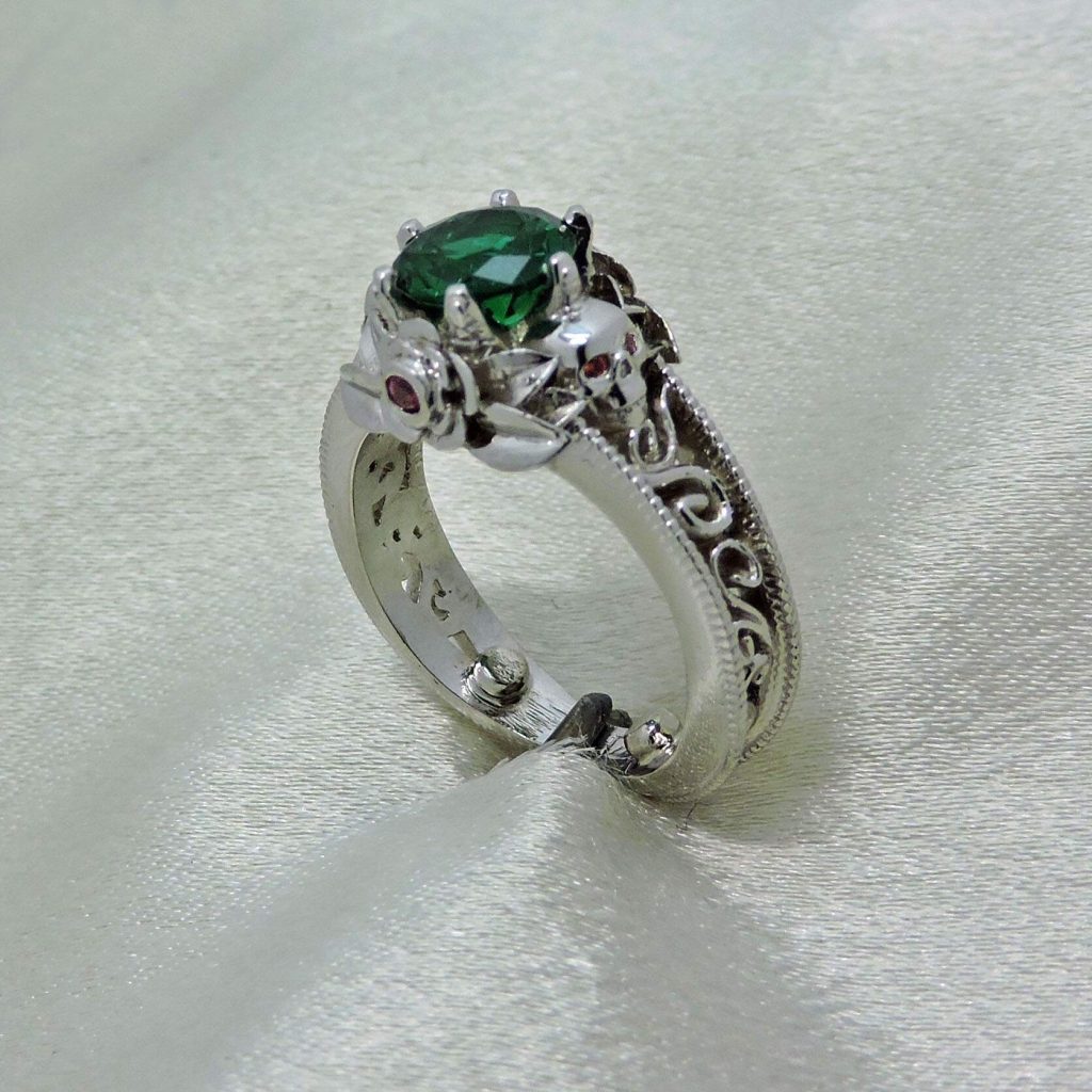Emerald Skull Ring